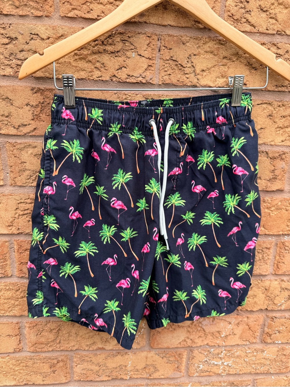 Islandhaze Black Flamingo Tropical Floral Swim Shorts